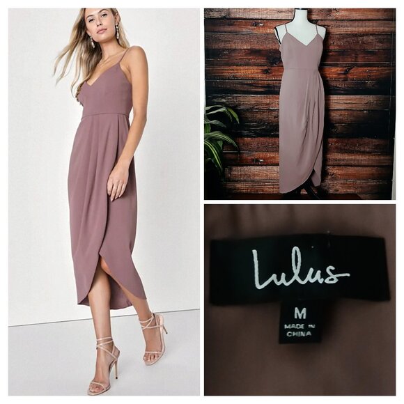 Lulus Dresses & Skirts - Lulus Midi Dress M Reinette Mauve Hi Low Adjustable Straps Zip Back
